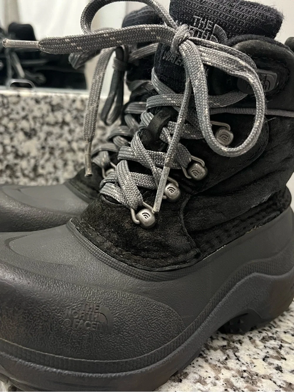 The North Face Black and Gray Kids Winter Boots